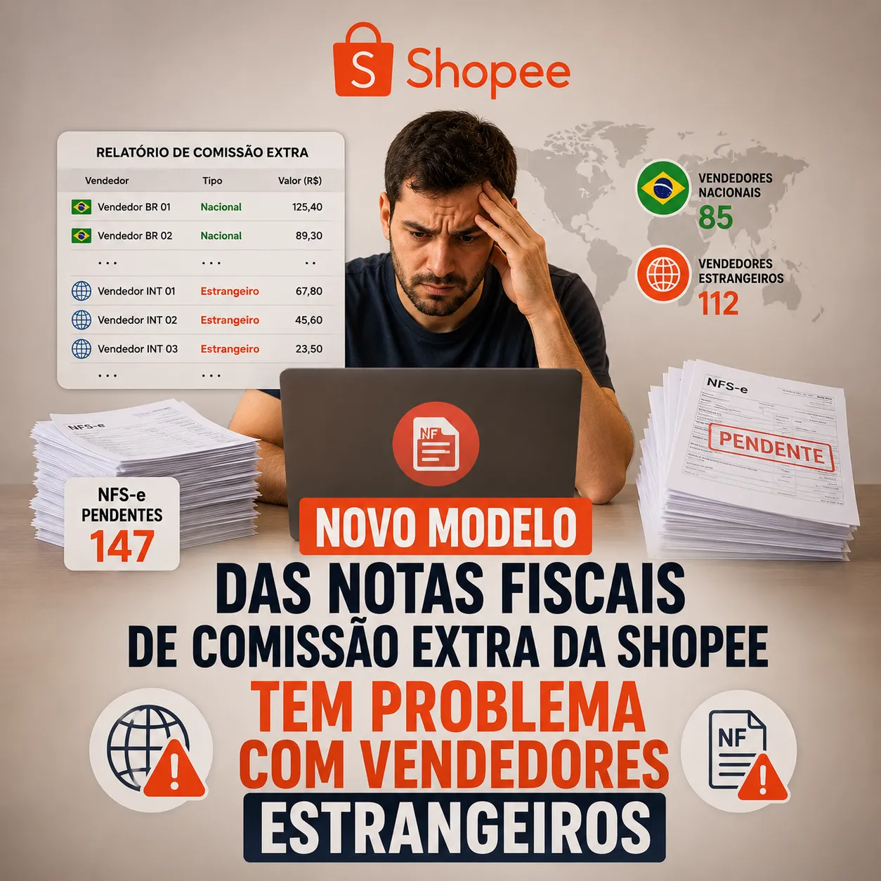 novo modelo das notas fiscais de comissão extra da shopee tem problema com vendedores estrangeiros