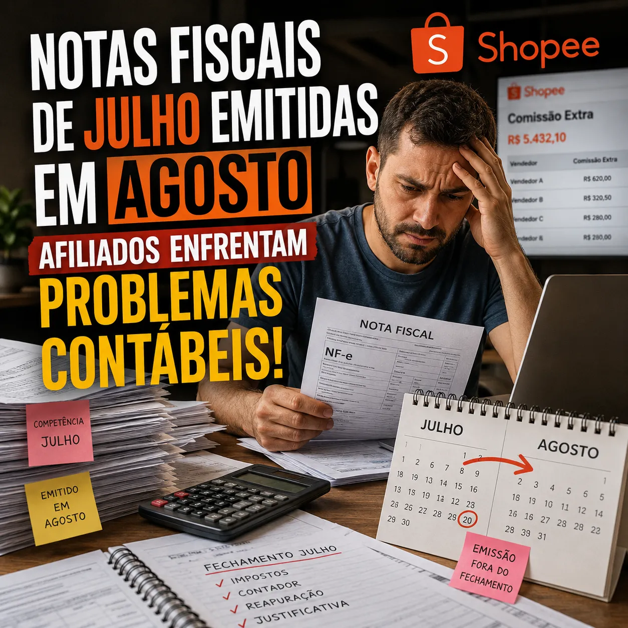 problema na emissao de notas fiscais em agosto afiliado shopee