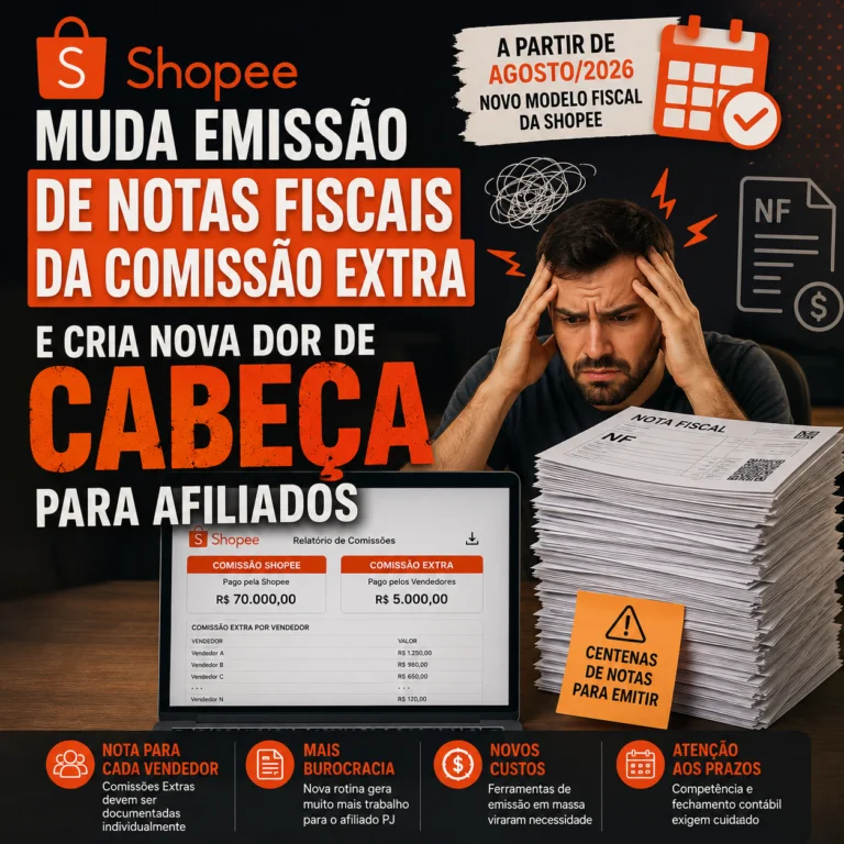 shopee muda emissão de notas fiscais da comissão extra e cria nova dor de cabeça para afiliados